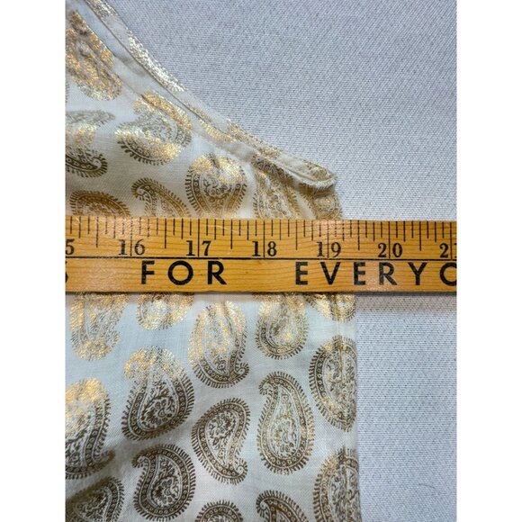 St Tropez Womens Linen West Top Lightweight Size M White Gold Paisley Sleeveless - Picture 8 of 11